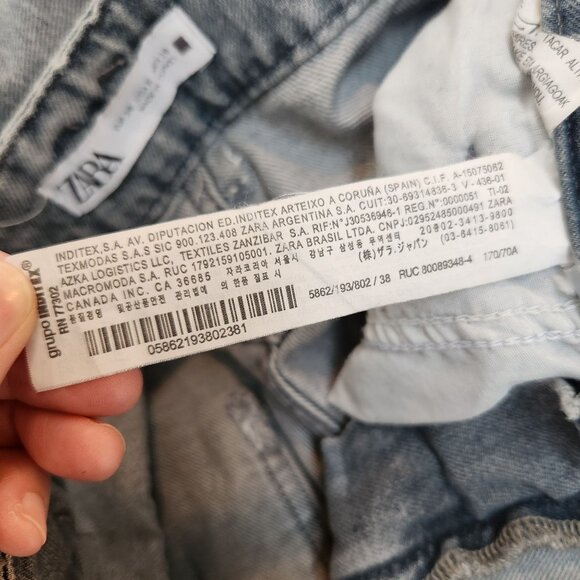 Zara Relaxed Light Wash Jeans Belted Ankle Trendy 100% Cotton Women's 6 - Picture 10 of 11